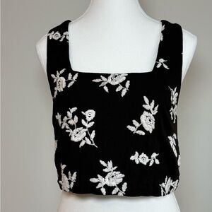 Black Tape Black and White Floral Crop Top